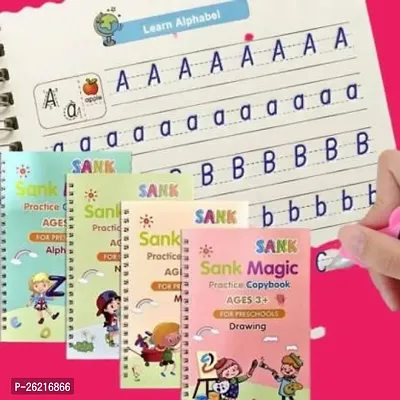 Magic Practice Copybook, (4 BOOK + 10 REFILL+ 1 Pen +1 Grip) Number Tracing, Sank Magic Practice Copy Books For Kids  (Spiral, Sank)-thumb0