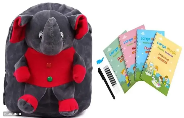 TARA ENTERPRISE SOFT TOY ELEPHANT KIDS BAG   FREE SANK MAGIC BOOK