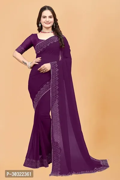 Trendy Georgette Embellished Sarees With Blouse Piece-thumb0