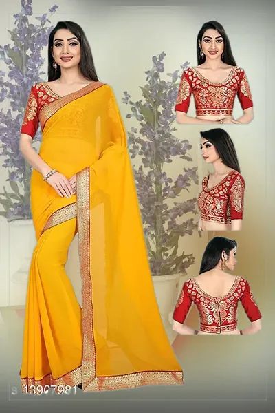 Stylish Fancy Designer Chiffon Saree With Blouse Piece For Women