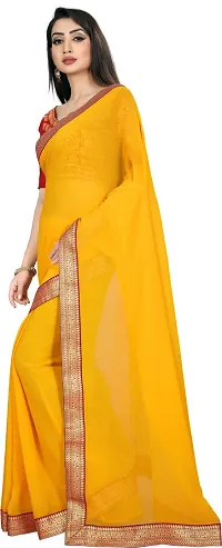 Stylish Fancy Designer Chiffon Saree With Blouse Piece For Women-thumb2