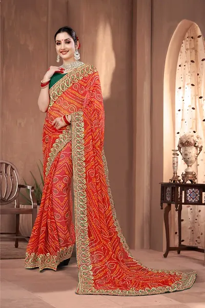 Trendy Georgette Sarees With Blouse Piece