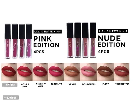 Liquid Matte Pink Edition And Nude Edition Lipsticks Pack Of 8