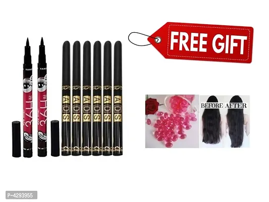 36Hr. Long Stay Eyeliner  6 ADS Smudge Proof Kajal With Vitamin E Oil Capsule For Hair Growth