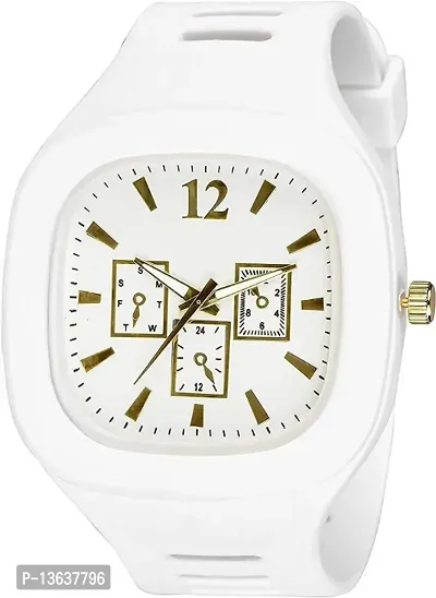 Stylish White Mens Analog Watch For Mens And Women-thumb0