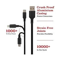 3 in 1 Nylon Braided 66W USB Fast Charging Cable Compatible with Type C, Lightning and Micro USB Port, Compatible with iPhone, iPad, Samsung Galaxy, OnePlus, Mi, Oppo, Vivo, iQOO, Xiaomi (Black, 1M)-thumb1