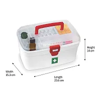 Farmer Portable Double Layers Medicine Cabinet First Aid Kit Medical Box Household Plastic Storage Box for Home Office Camping Travel etc- White/Red,-thumb1