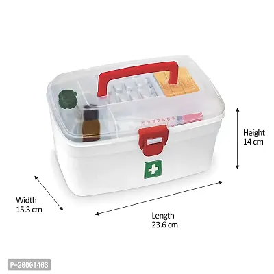 Farmer Portable Double Layers Medicine Cabinet First Aid Kit Medical Box Household Plastic Storage Box for Home Office Camping Travel etc- White/Red,-thumb2