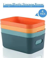 FARMER 3 Pieces Plastic Storage Basket Multipurpose Colorful for Kitchen  Home Organiser Box for Wardrobe, Fruits Vegetables, Toys, 3 PCS (MULTICOLOUR)-thumb1