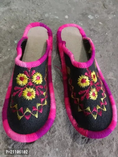 Comfortable Multicoloured Wool Self Design Slip ons For Girls-thumb0