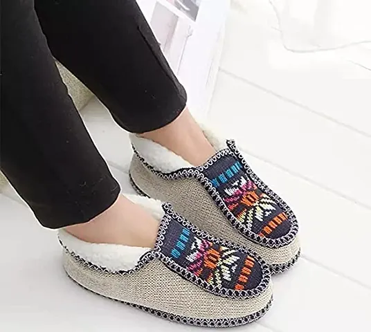 Comfortable Wool Self Design Slip ons For Girls