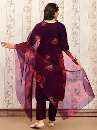 Stylish Purple Solid Art Silk Kurta Pant With Dupatta For Women-thumb1