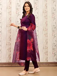 Stylish Purple Solid Art Silk Kurta Pant With Dupatta For Women-thumb2