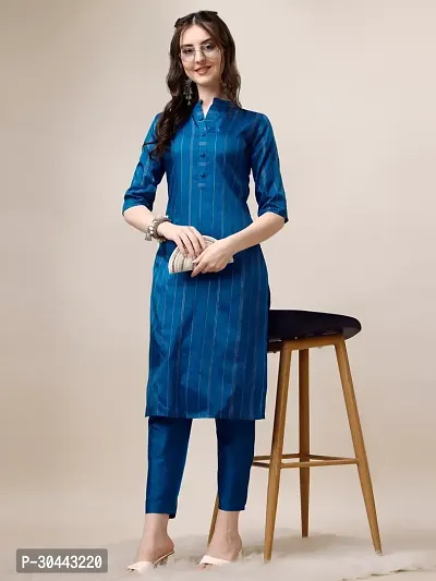 Stylish Blue Art Silk Kurta Bottom Set For Women