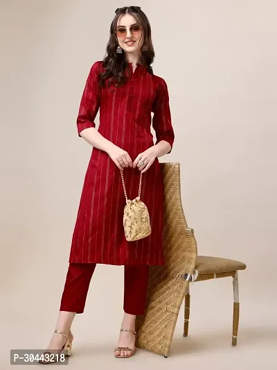 Stylish Red Art Silk Kurta Bottom Set For Women-thumb0