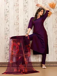 Stylish Purple Solid Art Silk Kurta Pant With Dupatta For Women-thumb4