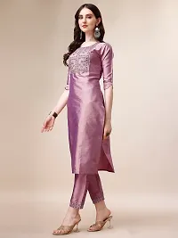 Elegant Pink Embroidered Art Silk Kurta with Pant And Dupatta Set For Women-thumb1