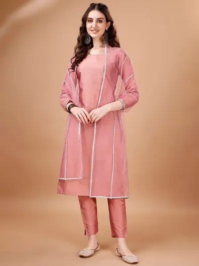 Stylish Art Silk Kurta Bottom Set For Women