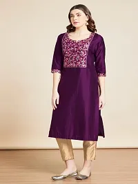 Stylish Purple Art Silk Kurta With Bottom Wear Set For Women-thumb1