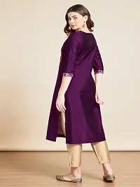 Stylish Purple Art Silk Kurta With Bottom Wear Set For Women-thumb2