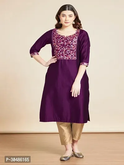 Stylish Purple Art Silk Kurta With Bottom Wear Set For Women-thumb4