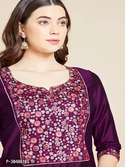 Stylish Purple Art Silk Kurta With Bottom Wear Set For Women-thumb5