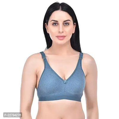 Stylish Blue Cotton Blend Solid Bras For Women-thumb0