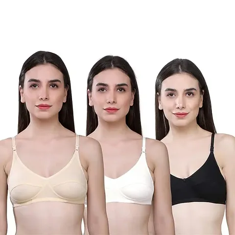 Stylish Blend Solid Bras For Women Pack Of 3