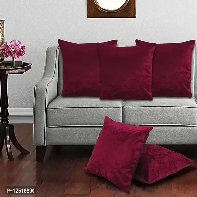 Stylish Fancy Silk Plain Cushions Cover Pack Of 5-thumb0