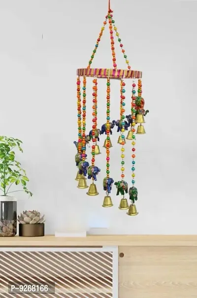Best Elephant Jhumer Multi colour home decor wall door hangings toran wind chimes set of 1(16 jhumer)