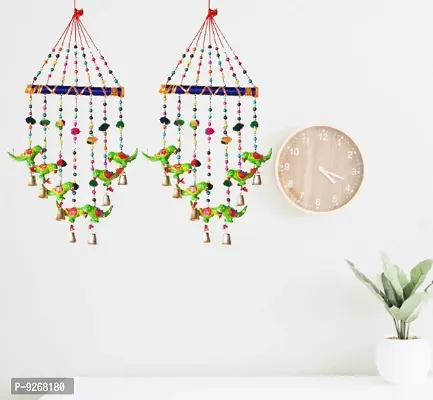 Parrot With Bides Pipe wind chimes with sound for balcony parrot door hangings decoration wind chimes gift set of 2