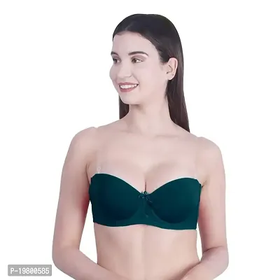 Buy YaShy Women's Silicone Lightly Padded Wired Strapless Transparent  Straps Push Up Bra (Dark Green, 38) Online In India At Discounted Prices