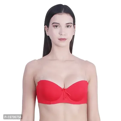 Buy YaShy Women's Silicone Lightly Padded Wired Strapless Transparent  Straps Push Up Bra (Size 34, Carry Red) Online In India At Discounted Prices