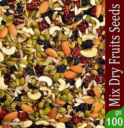 Mix Dry Fruits 100g (Breakfast) Pumpkin seeds, Sunflower seeds, Watermelon seeds, Kharbooja seeds, Kaju seeds, Almonds seeds, mix fruits seeds,  Flex Seeds seeds, Raisins seeds-thumb0