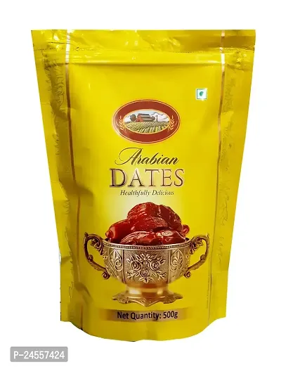 Khajur Dates with Seeds | Arabian Dates | Dryy Fruit Regular Dates | Pin Khajoor (Vaccum Packing) Pind Khajur (500gm)-thumb0