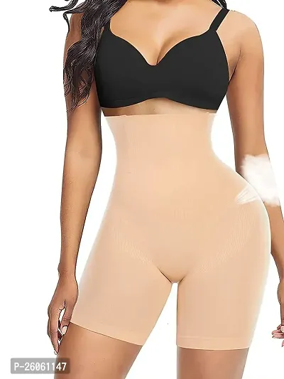 High Waist Shapewear with Anti Rolling Strip Tummy Control Tucker Wired Slimming Panties Women Shapewear (Pack OF 1) (Skin) Size :-Small-thumb0