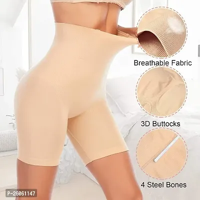 High Waist Shapewear with Anti Rolling Strip Tummy Control Tucker Wired Slimming Panties Women Shapewear (Pack OF 1) (Skin) Size :-Small-thumb4