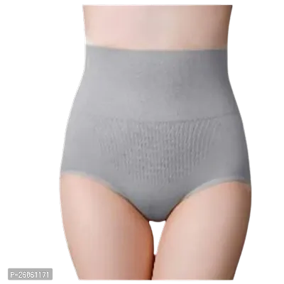 High Waist Shapewear with Anti Rolling Strip Tummy Control Tucker Waist Slimming Panties Women Underwear Shapewear Pack OF 1 (Grey) Size :-Small