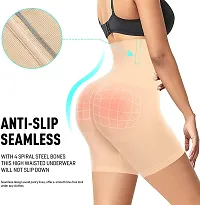 High Waist Shapewear with Anti Rolling Strip Tummy Control Tucker Wired Slimming Panties Women Shapewear (Pack OF 1) (Skin) Size :-Small-thumb2