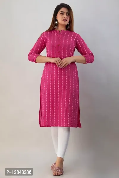 Pembe Presents Women's Designer Kantha Kurti Straight Regular Fit Kurti (Large, Pink)-thumb2