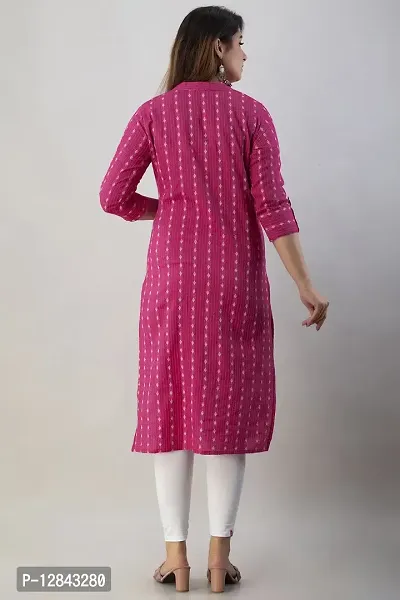 Pembe Presents Women's Designer Kantha Kurti Straight Regular Fit Kurti (Large, Pink)-thumb3