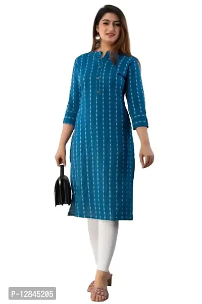 Pembe Presents Women's/Girls Trending Cotton Designer Kantha Kurti Printed Straight Regular Fit Kurta-thumb0