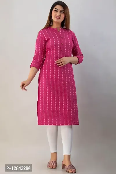 Pembe Presents Women's Designer Kantha Kurti Straight Regular Fit Kurti (Large, Pink)-thumb5