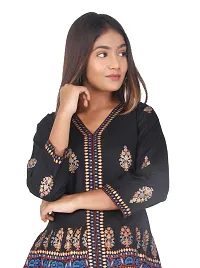 pembe Western Stylish Fashions Jaipuri Cotton Printed Top/Tunic for Women (Large, Black)-thumb1