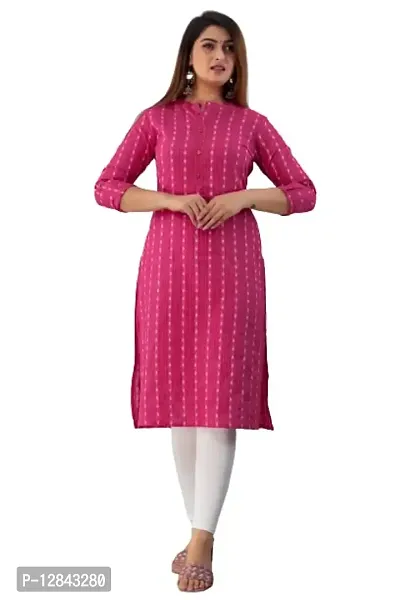 Pembe Presents Women's Designer Kantha Kurti Straight Regular Fit Kurti (Large, Pink)