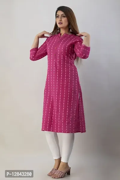 Pembe Presents Women's Designer Kantha Kurti Straight Regular Fit Kurti (Large, Pink)-thumb4