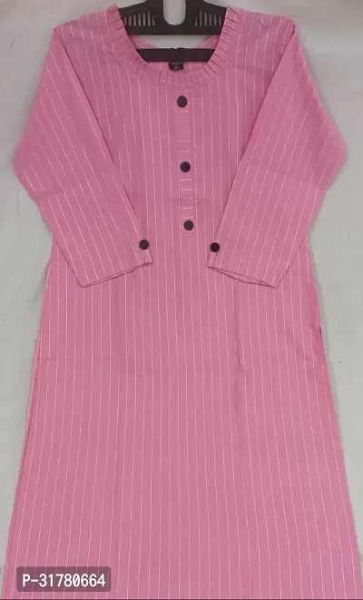 Elegant Pink Cotton Blend Self Pattern A-Line Kurta For Women-thumb0