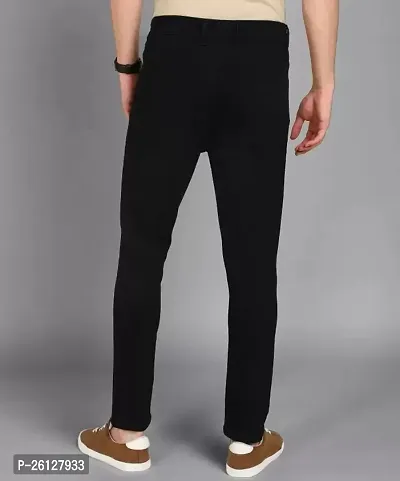 Comfortable Black Cotton Spandex Mid-Rise Jeans For Men-thumb2