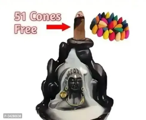 Shiva Mountain Backflow Adiyogi With 51 Backflow Cones Decorative Showpiece-thumb0