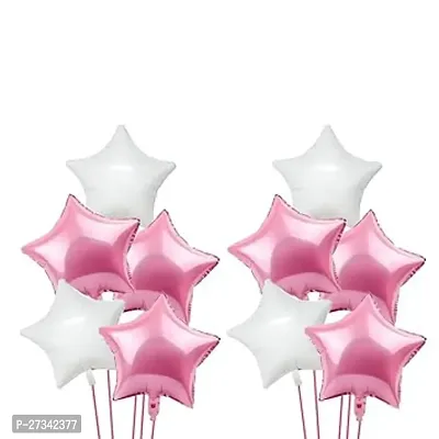 Beautiful 10 Pieces 18inch Pink And White Star Foil Balloons For Birthday